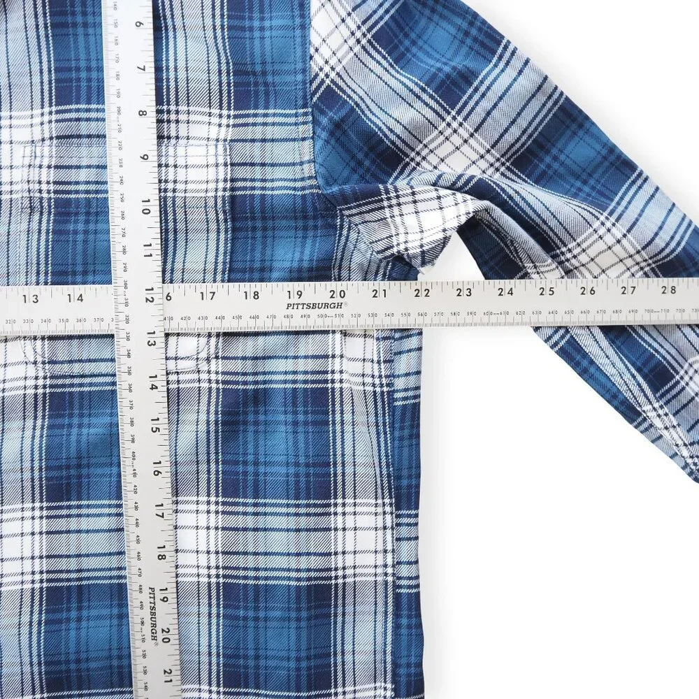 J. Crew Men's L Sportsmen's Outfitters Plaid‎ Button Down Shirt Blue / White
